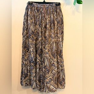 PIOKO Vitage Cotton Bohemian Paisley Maxi Skirt - Blue and Brown